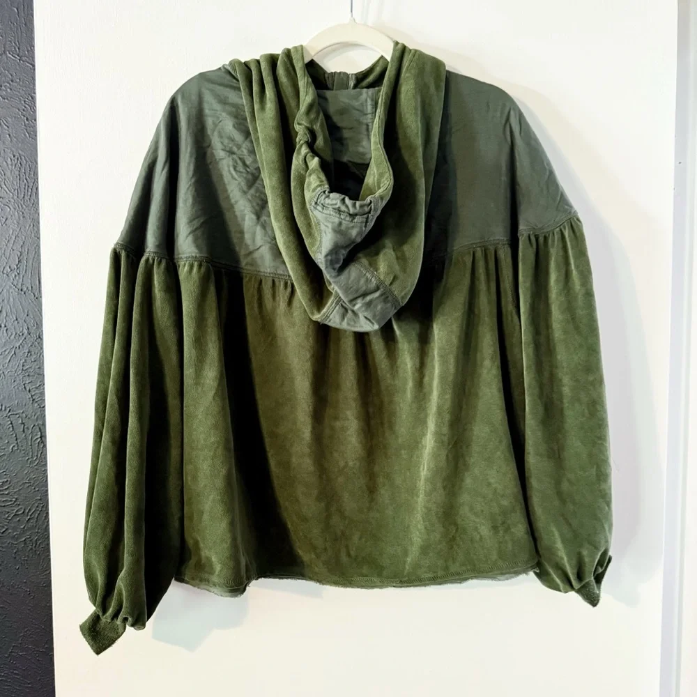 Free People Movement Let It Go Sweat Jacket Army Green Quarter Zip Hoodie Small